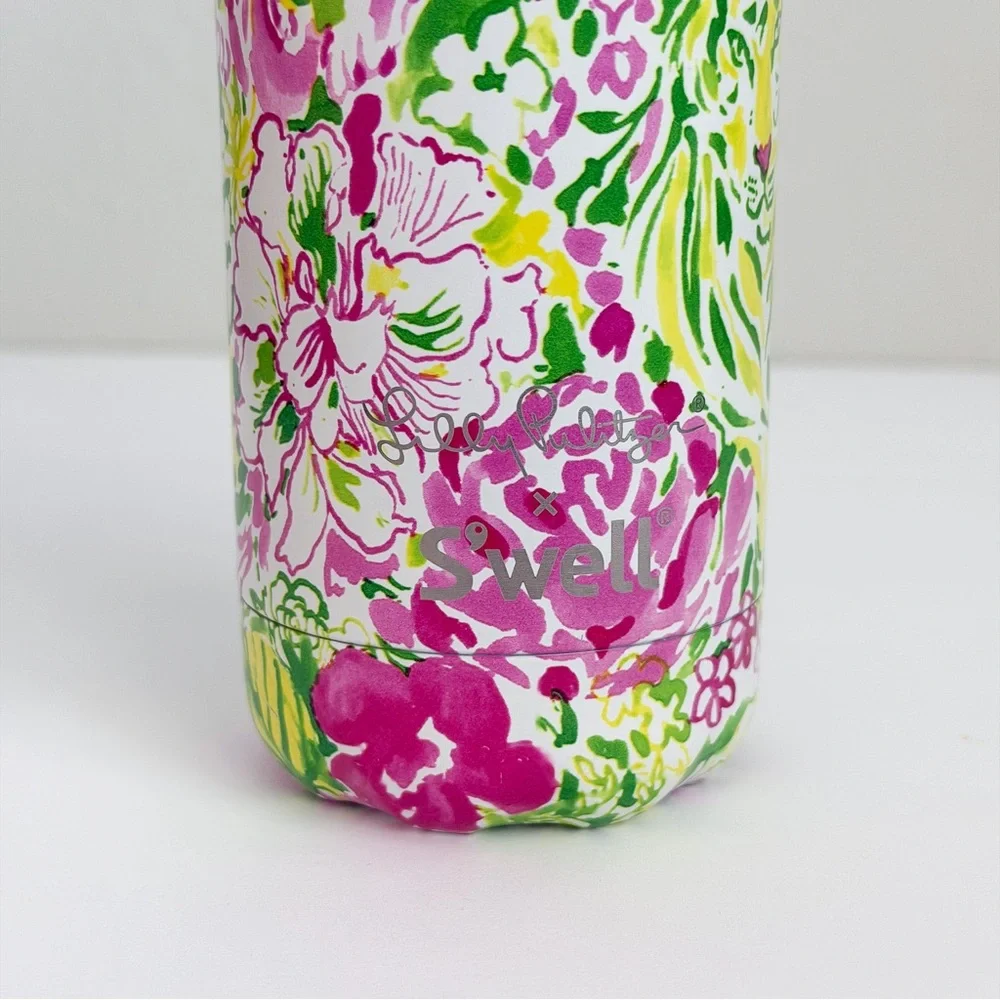 Lilly Pulitzer x Swell Floral Lion Stainless Steel Water Bottle with Gold Lid